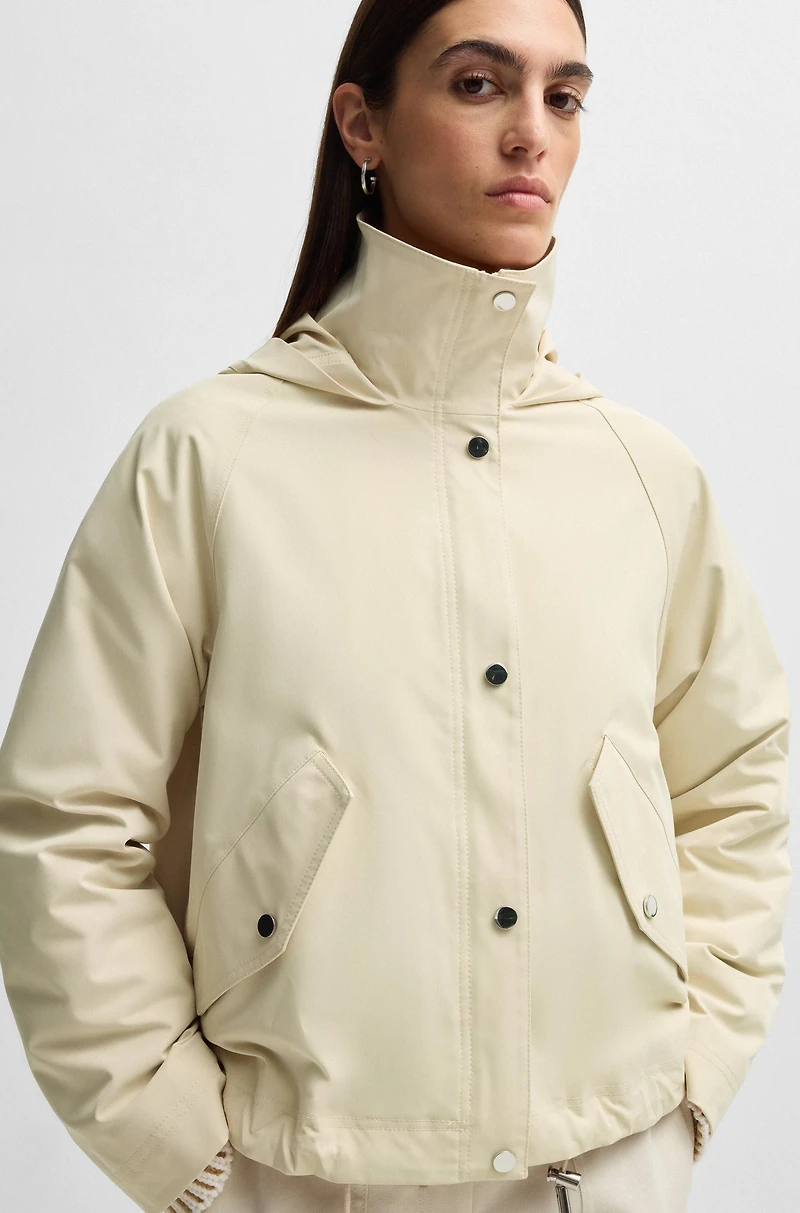 Hooded parka jacket water-repellent fabric