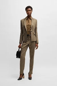 Relaxed-fit trousers melange stretch sharkskin fabric