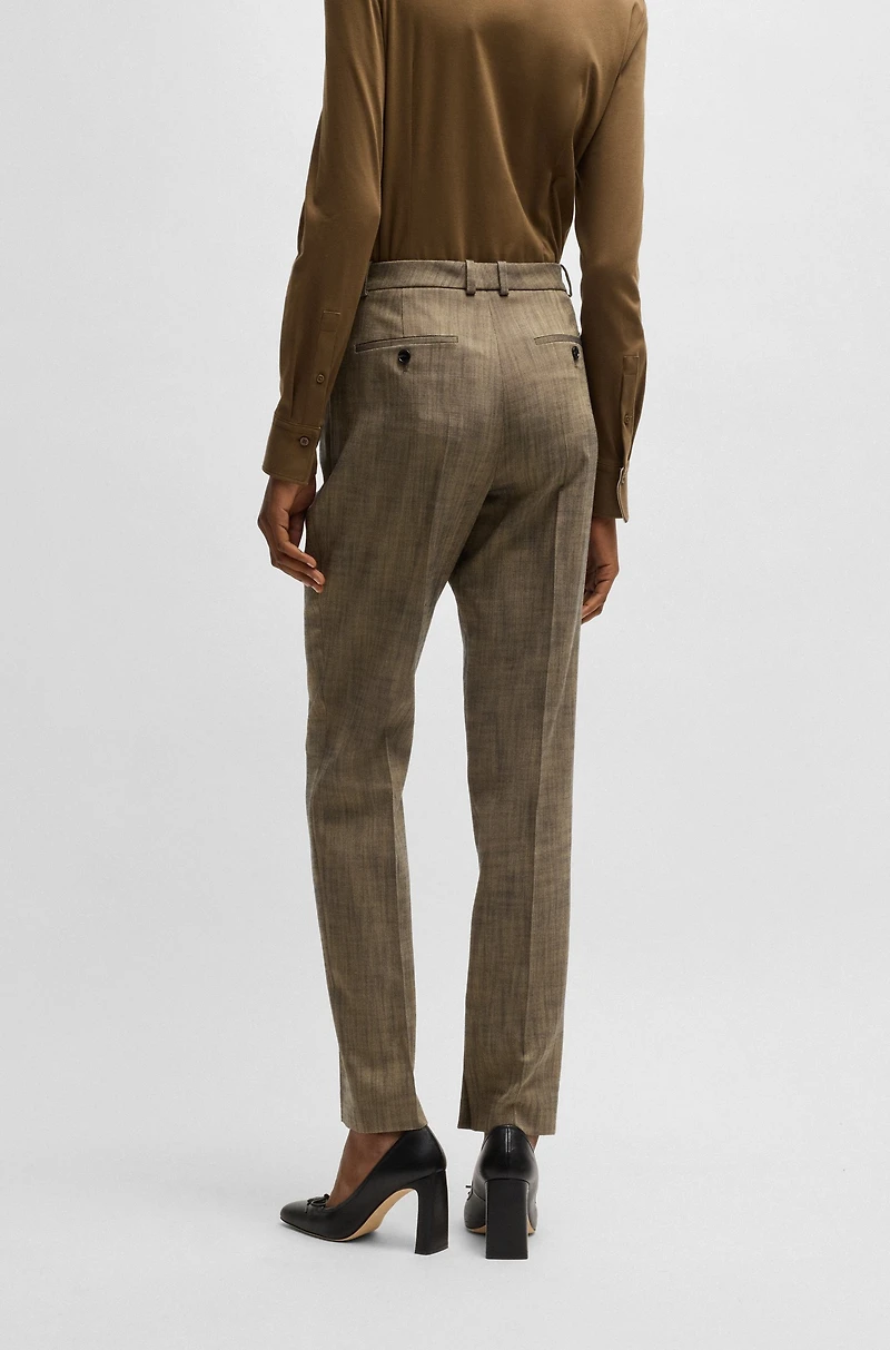 Relaxed-fit trousers melange stretch sharkskin fabric
