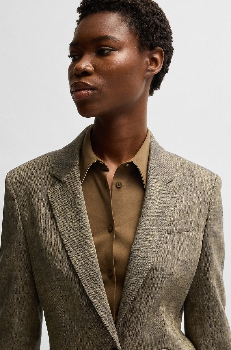 Slim-fit blazer melange sharkskin fabric