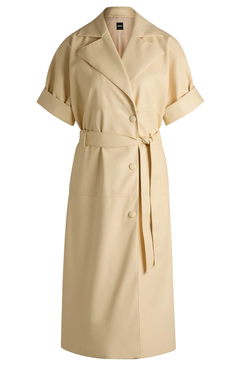 Trench-style relaxed-fit dress faux leather