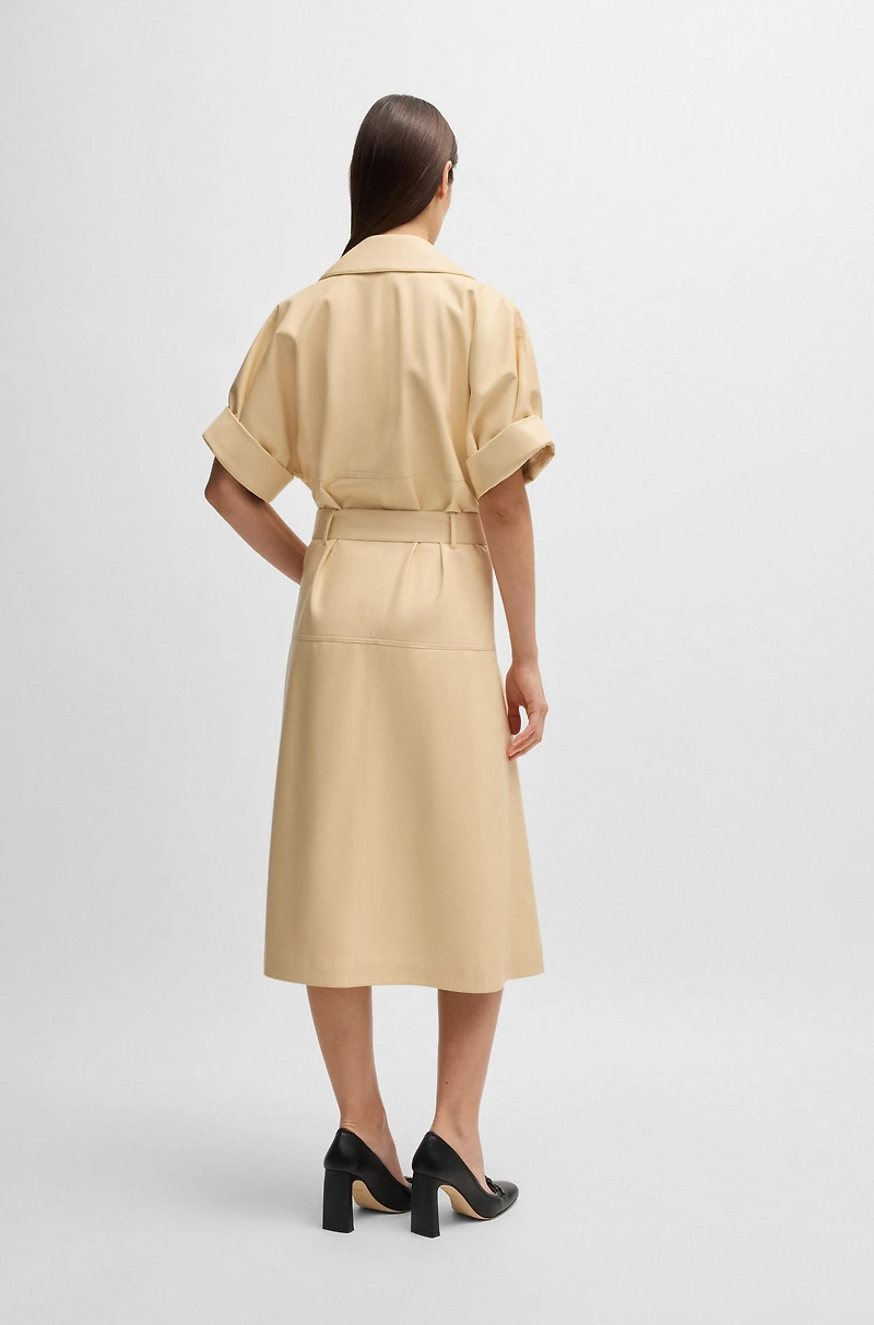 Trench-style relaxed-fit dress faux leather