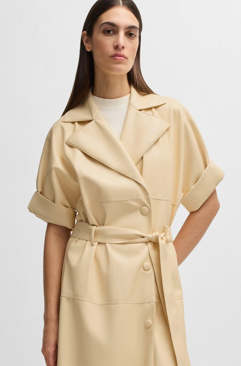 Trench-style relaxed-fit dress faux leather