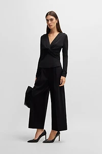 Regular-fit high-waisted trousers wool