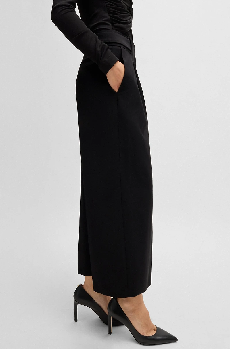 Regular-fit high-waisted trousers wool