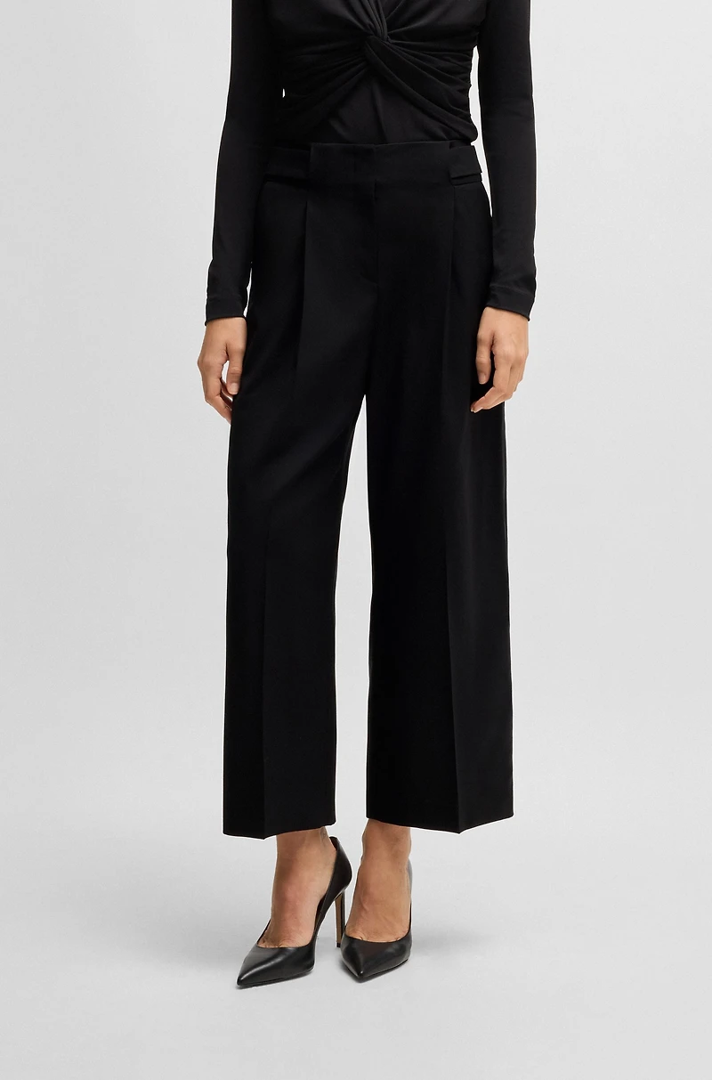 Regular-fit high-waisted trousers wool