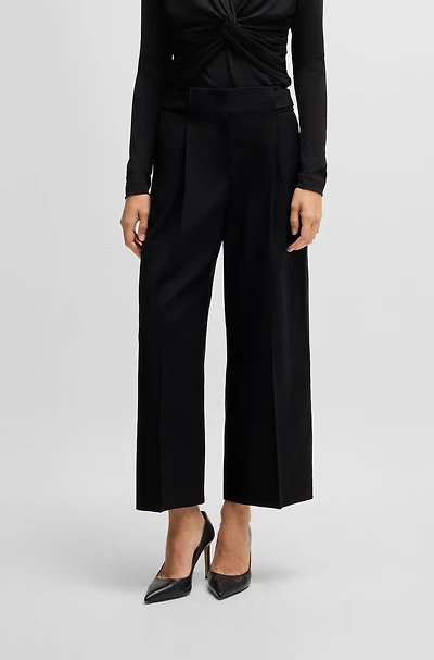 Regular-fit high-waisted trousers wool