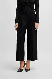 Regular-fit high-waisted trousers wool