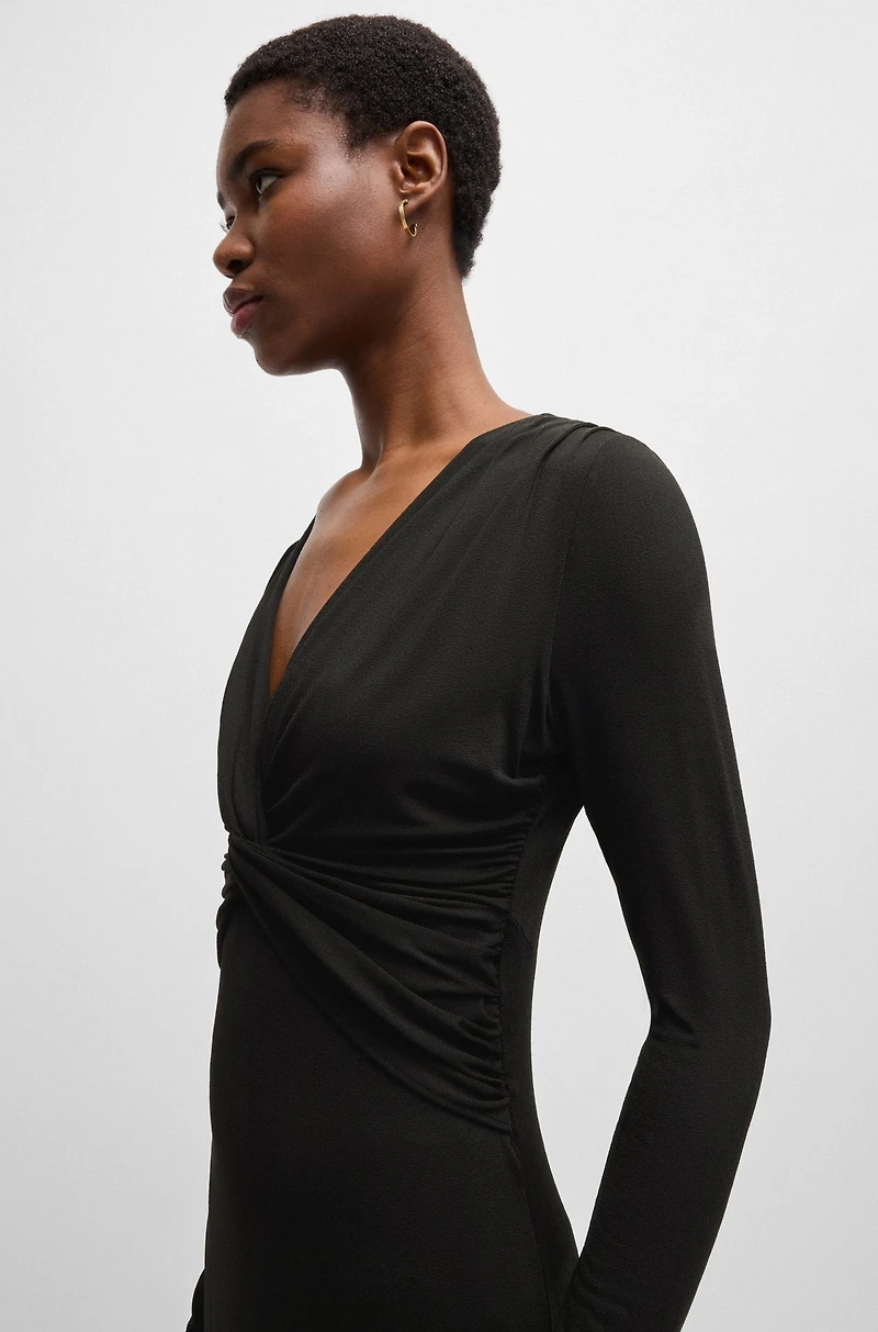 Twist-front dress stretch crepe