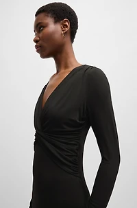 Twist-front dress stretch crepe
