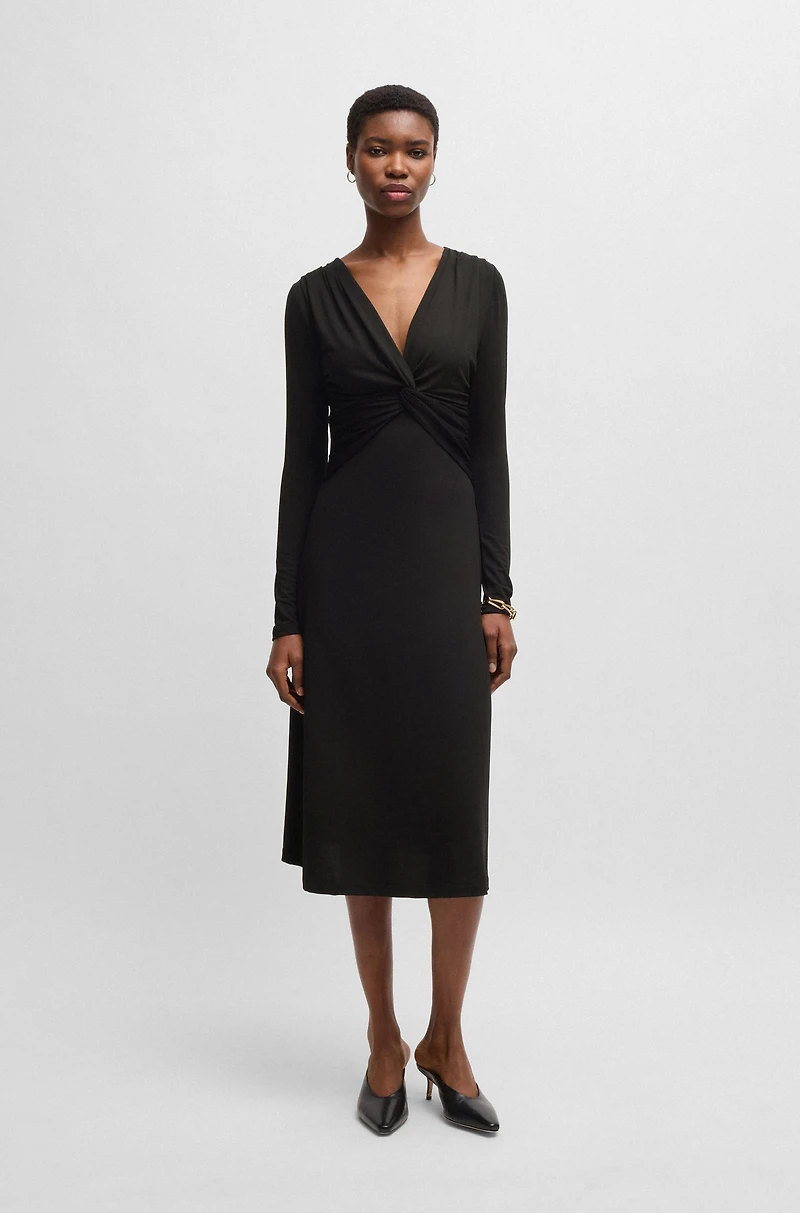 Twist-front dress stretch crepe