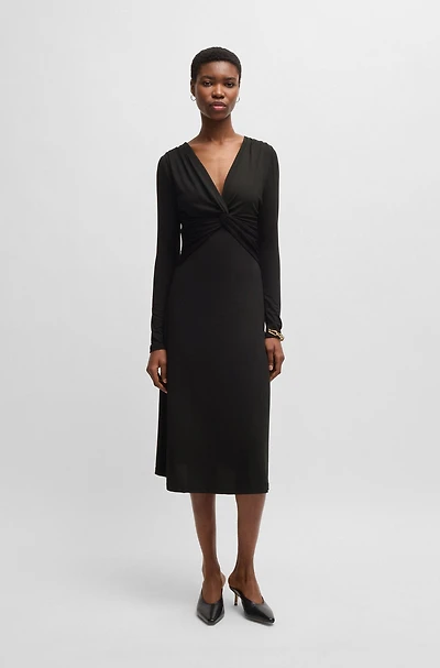 Twist-front dress stretch crepe