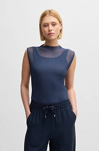 Sleeveless plissé-pleated top
