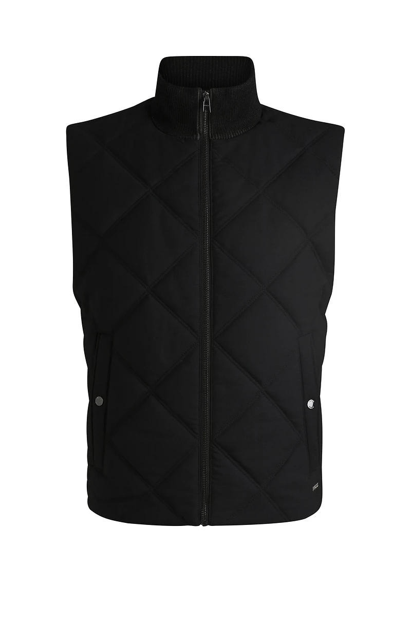 Diamond-quilted gilet with ribbed-cotton trims
