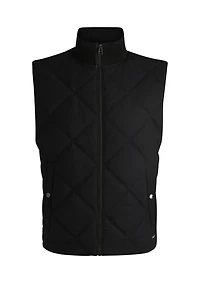 Diamond-quilted gilet with ribbed-cotton trims