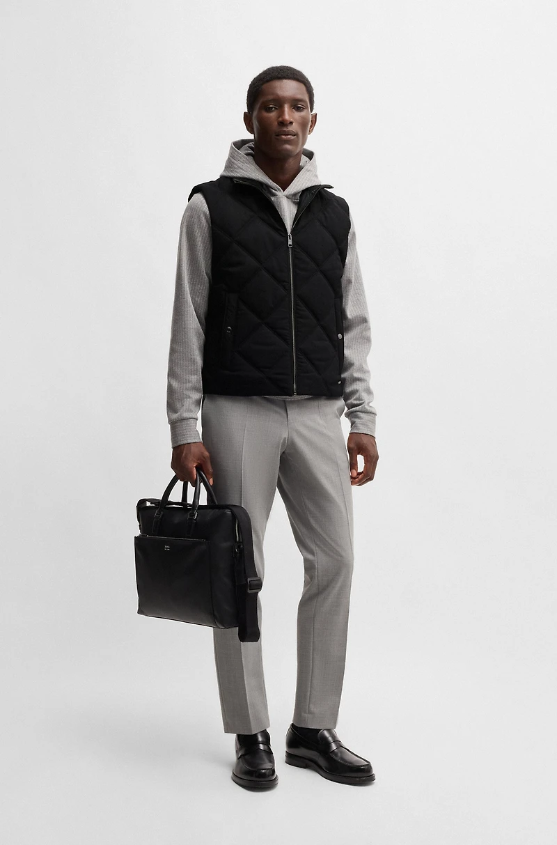 Diamond-quilted gilet with ribbed-cotton trims