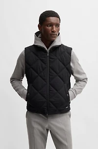 Diamond-quilted gilet with ribbed-cotton trims