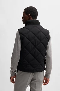 Diamond-quilted gilet with ribbed-cotton trims