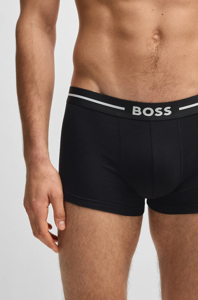 Three-pack of stretch-cotton trunks with logo waistbands
