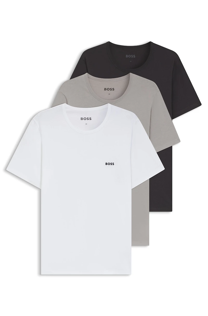 Three-pack of cotton underwear T-shirts with logos