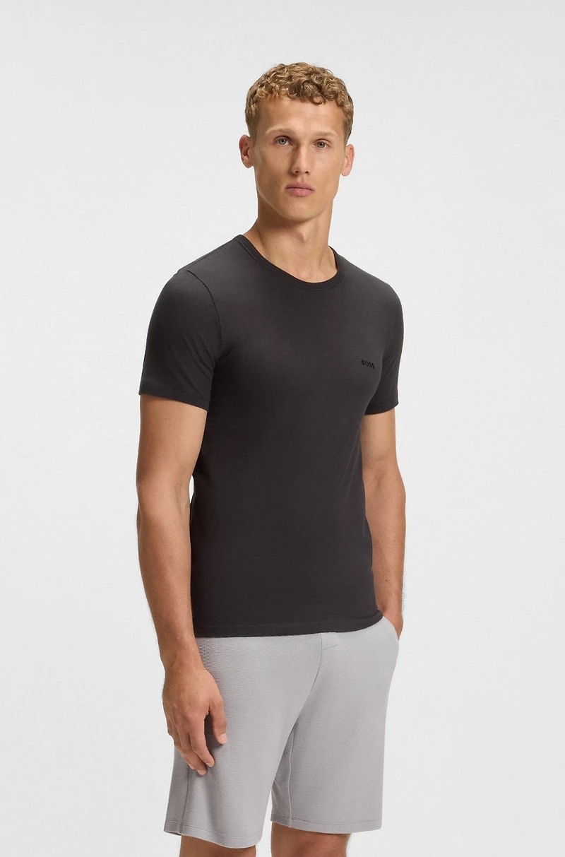 Three-pack of cotton underwear T-shirts with logos