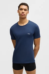 Three-pack of cotton underwear T-shirts with logo embroidery