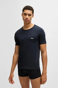 Three-pack of cotton underwear T-shirts with logo embroidery