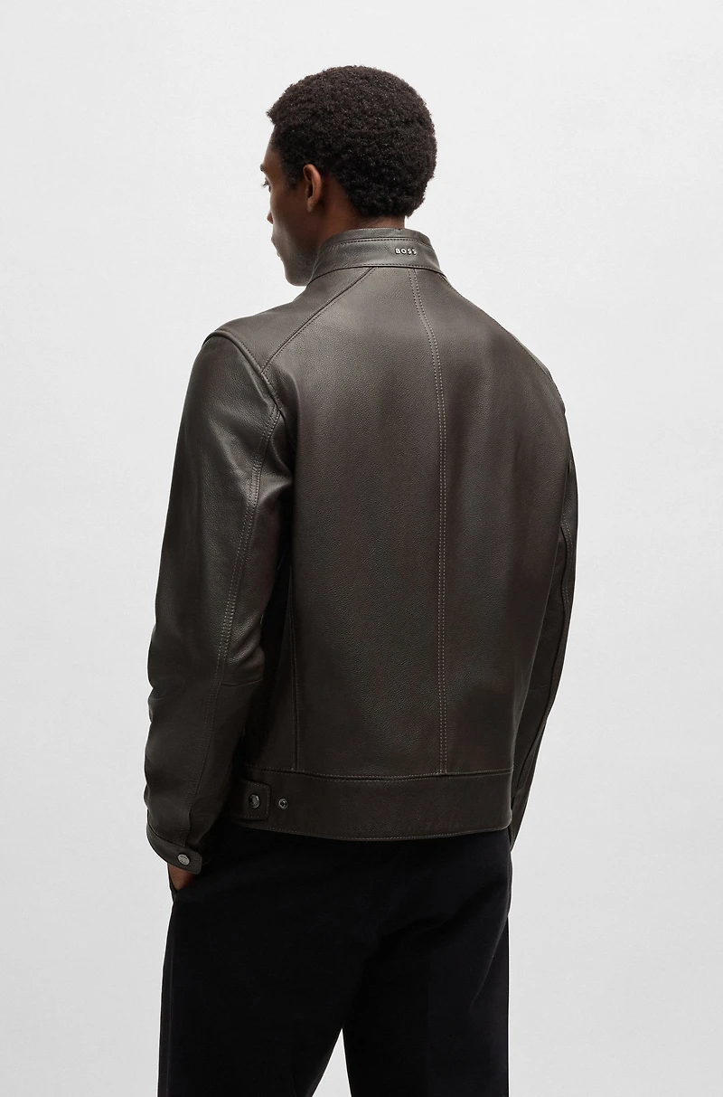 BOSS SELECTED BY SHOHEI OHTANI Regular-fit jacket grained nappa leather