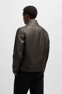 BOSS SELECTED BY SHOHEI OHTANI Regular-fit jacket grained nappa leather