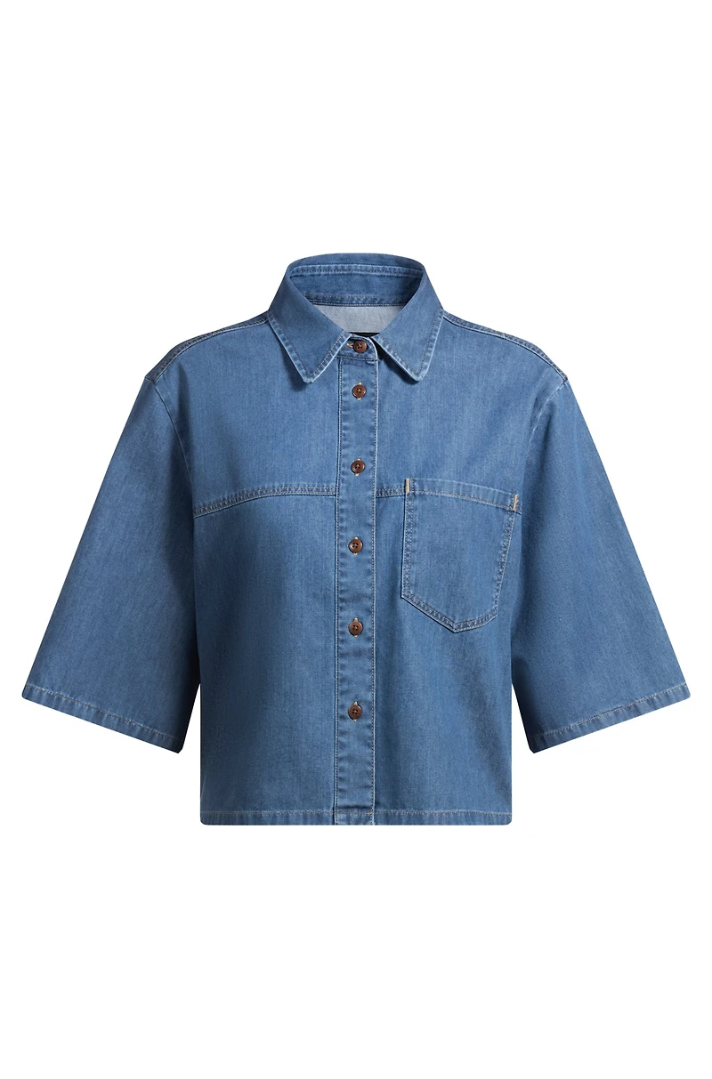Relaxed-fit blouse blue selvedge denim
