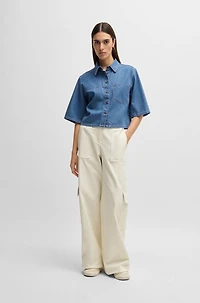 Relaxed-fit blouse blue selvedge denim