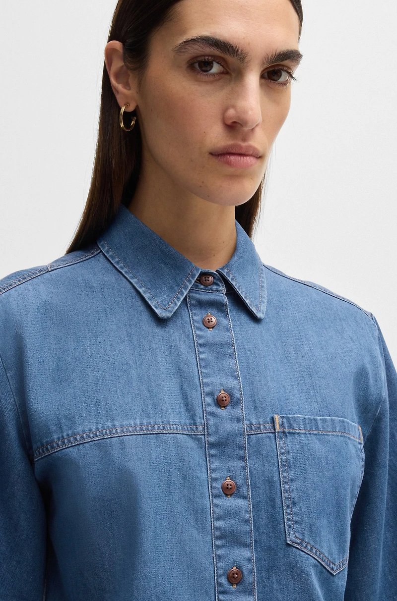 Relaxed-fit blouse blue selvedge denim