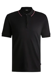 Structured-cotton polo shirt with zip placket