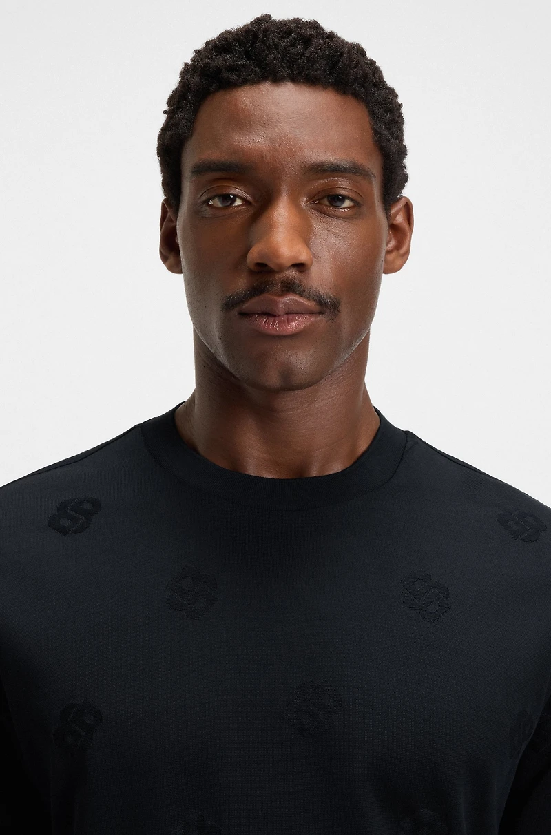 Mercerized-cotton T-shirt with Double B monograms