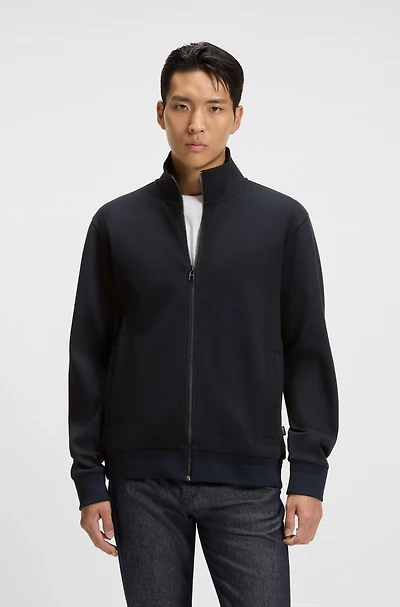 Regular-fit zip-up sweatshirt stretch cotton
