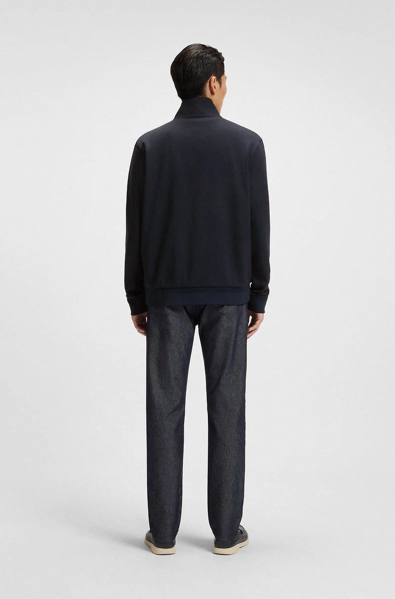 Regular-fit zip-up sweatshirt stretch cotton