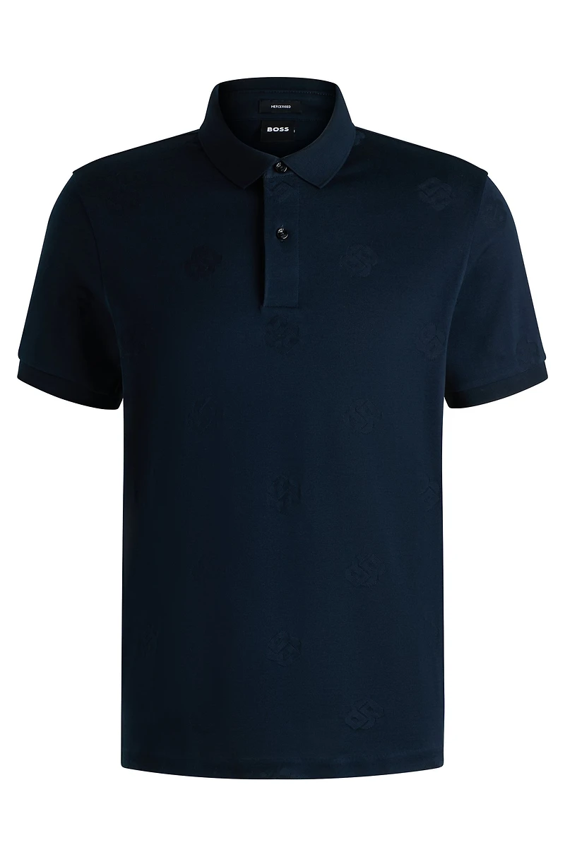 Mercerized-cotton polo shirt with Double B monograms