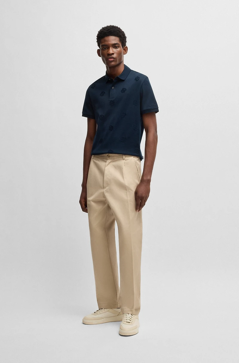 Mercerized-cotton polo shirt with Double B monograms
