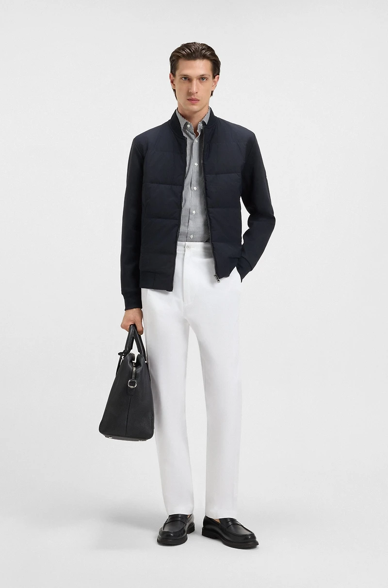 Padded-front zip sweatshirt a cotton blend