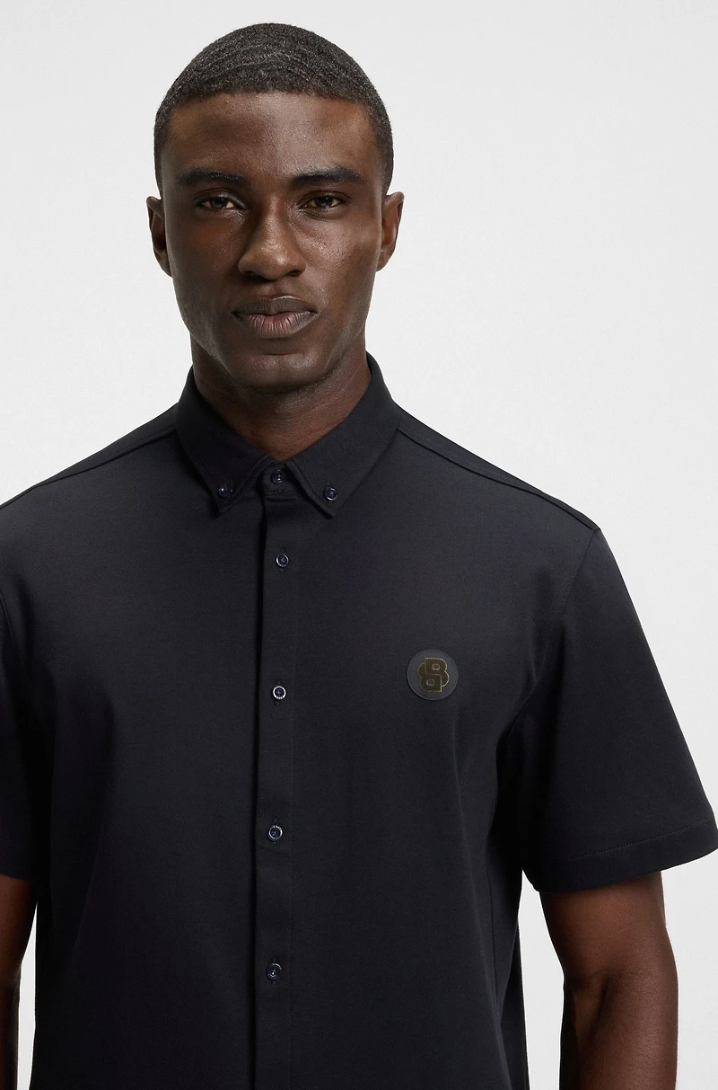 Regular-fit shirt knitted cotton