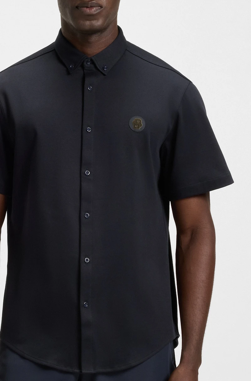 Regular-fit shirt knitted cotton