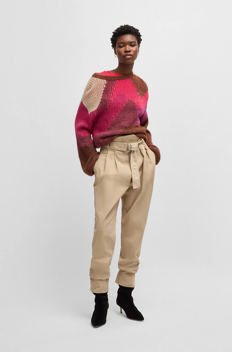 Paperbag trousers stretch-cotton twill