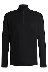 Zip-neck polo shirt with Double B monogram