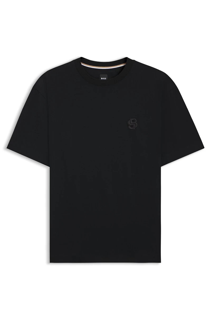 BOSS SELECTED BY SHOHEI OHTANI Mercerized-cotton T-shirt with Double B monogram