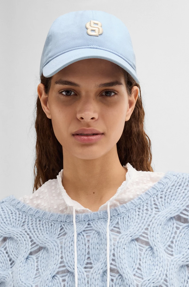 Cotton cap with embroidered Double B monogram