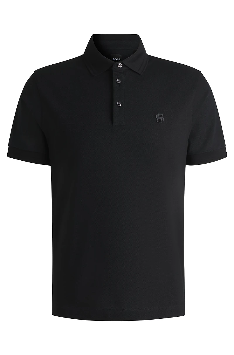 Cotton-piqué polo shirt with Double B monogram