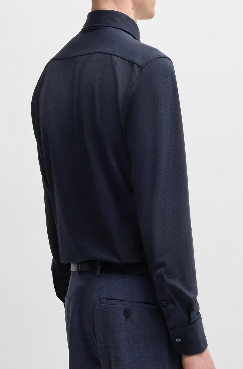 Slim-fit shirt structured performance-stretch jersey