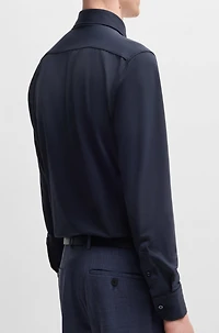 Slim-fit shirt structured performance-stretch jersey
