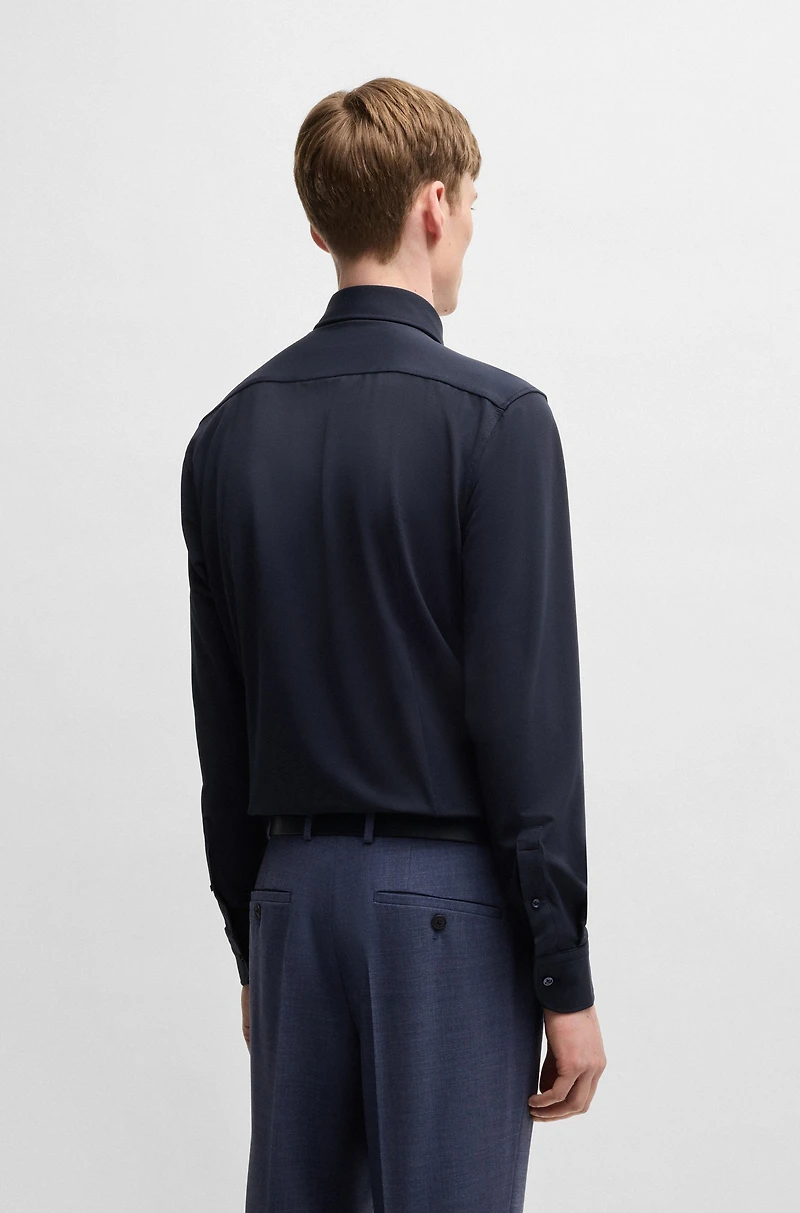 Slim-fit shirt structured performance-stretch jersey
