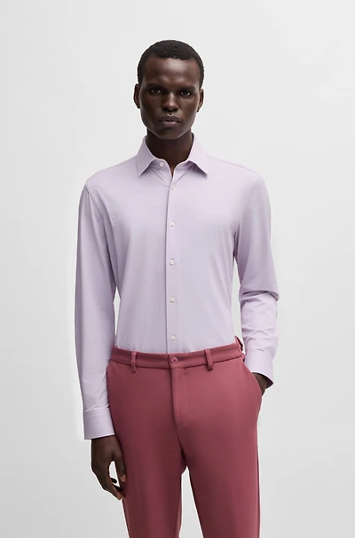 Slim-fit shirt performance-stretch structured fabric